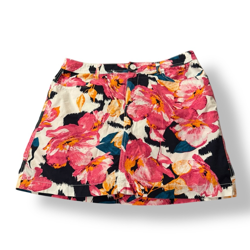 St. John's Bay Multicolor vibrant Floral Skort sz 12 cotton blend